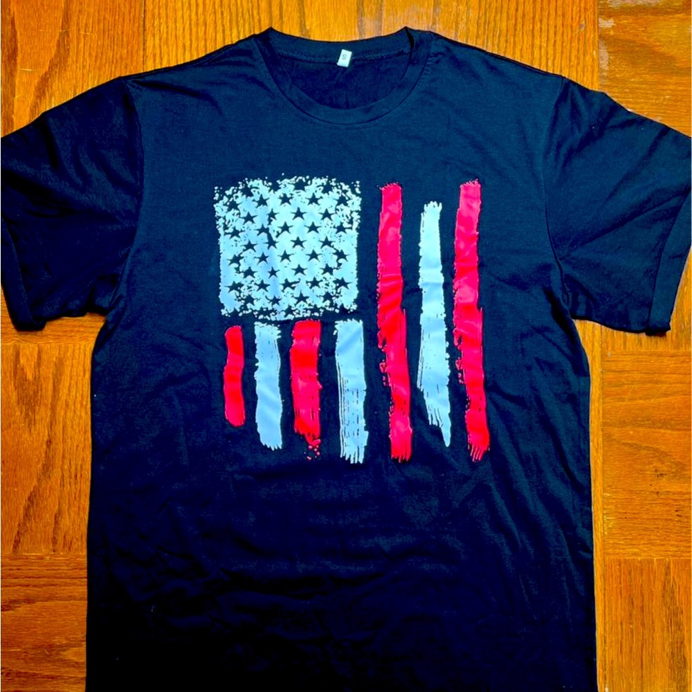 American Flag Inspired black short sleeve shirt for Men Patriotic Shirts Small